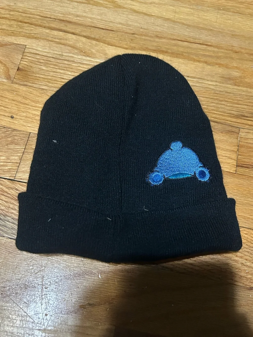Black Beanie with Blue Stitch Character